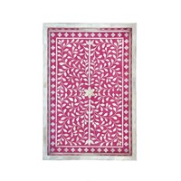 Plateaux rectangulaires gris faits à la main, style indien, avec incrustations en os, élégants plateaux de service en bois pour la décoration intérieure, Dubaï, Arabie Saoudite