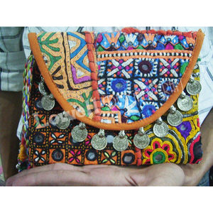 Ethnic Banjara Cotton <b>Clutch</b> <b>Bag</b> Handcrafted Colorful Mirror Work <b>Vintage</b> Look Tribal Embroidery <b>Bag</b> - Product Image 1