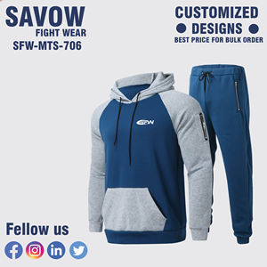 Custom Logo Cotton <b>Zip</b> <b>up</b> <b>Hoodie</b> and Sweatpants Set Cotton Designer Sweatsuit Oversized Baggy Blank Tracksuits for Men - Product Image 5