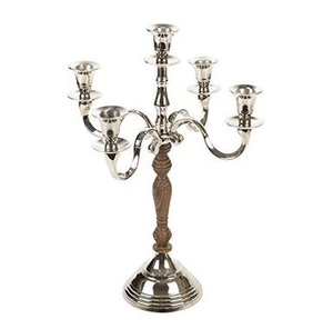 Aluminium Vintage & Classic Style <b>Candelabra</b> with Wooden Stand In Silver and Multiple Finishing for Wedding Decoration - Product Image 3