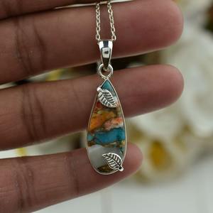 Colgante de regalo de boda hecho a mano de la mejor calidad de Plata de Ley 925, colgantes y dijes finos con piedras preciosas, Spinner turquesa para mujer - Product Image 4