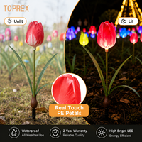 TOPREX Fleurs de tulipes LED étanches IP65 60 cm, décorations de jardin d'extérieur, Noël, Saint-Valentin, Halloween, éclairage de chemin