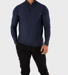 Sudadera Personalizada para Hombre con Cierre de Cremallera de un Cuarto, Ropa Deportiva Elástica con Diseño Deportivo Bordado - Product Image 1