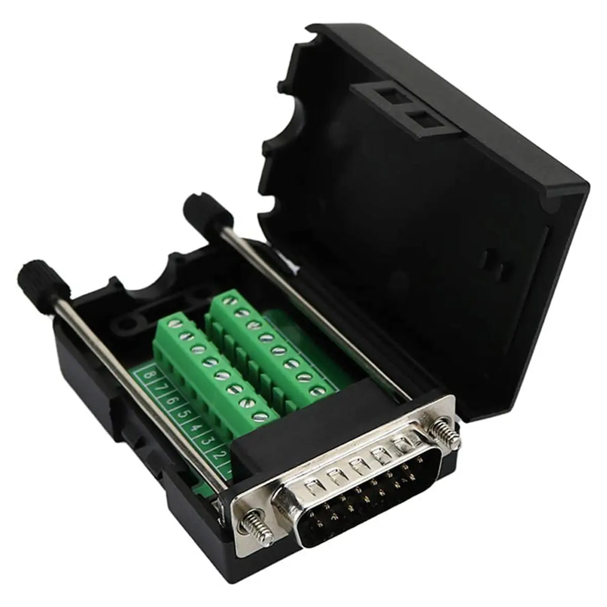 D-SUB Db15 Mannelijke 15 Pin Jack Poort Naar Terminal Breakout Board Connector, 2 Rij Plug Met Case