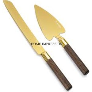 High Grade Gold Plated <b>Cake</b> <b>Server</b> and Knife Set With Modern Creative Art Unique Designer Handles High Standard Quality Tools - Product Image 3