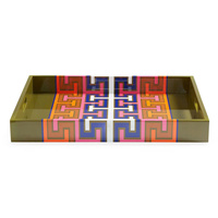 Plateau de laque rectangulaire magnifiquement conçu pour le maquillage de décoration de table de boissons-coloré et le plus élégant
