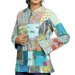 Chaqueta Kantha India hecha a mano, ropa de Invierno para mujer, chaqueta de retazos bohemios, vestido de Bata, chaqueta reversible para mujer - Product Image 1
