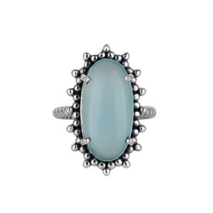 Meilleure vente Bague en argent sterling plaqué or 18 carats avec pierre précieuse calcédoine naturelle Demi Fine Jewelry Fabricant - Product Image 1