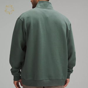 Sudaderas con capucha y sudaderas con media cremallera para hombre, ropa de algodón orgánico para hombre, jersey de cuello simulado personalizado de bambú para hombre, sudadera, Top - Product Image 2