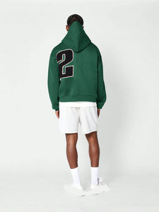 Vente en usine à prix réduit Fabrication de vêtements Streetwear Sweats à capuche personnalisés en coton mélangé chenille brodés pour hommes - Product Image 3