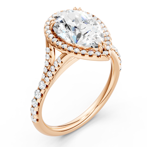 แหวนหมั้นเพชรโมอิสซาไนต์ทรงลูกแพร์หรูหรา ประดับเพชรรอบวง ทองคำขาว 18K สำหรับผู้หญิง - Product Image 1