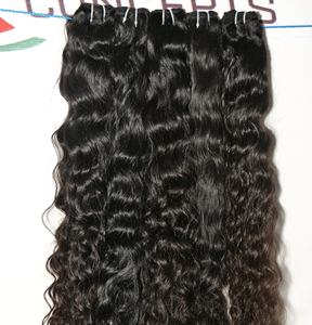 Raw Cuticle Aligned Virgin Unprocessed Indian Temple <b>Hair</b> <b>Extensions</b> Natural Silky Wavy <b>Black</b> Color Loose Deep Wave Style - Product Image 4