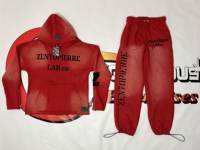 Ensemble de survêtement évasé pour homme, hiver, effet délavé, sweat à capuche et pantalon de jogging, avec broderies et imprimés