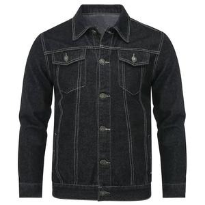 Chaqueta vaquera informal de manga larga personalizada para hombre para primavera Otoño, abrigo vaquero de moda con solapa y cremallera, tela de lona - Product Image 1