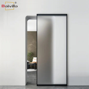 Moderno Kit porte invisibili scorrevoli <span class=keywords><strong>a</strong></span> foglia singola in alluminio vetro con finitura <span class=keywords><strong>a</strong></span> <span class=keywords><strong>specchio</strong></span> flottante flottante flottante Ghost Door - Product Image 4