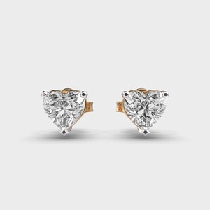 Pendientes de Diamantes en Forma de Corazón Cultivados en Laboratorio con Certificación IGI, Oro Amarillo/Blanco/Rosa de 14K, Pendientes Solitarios de Diamantes en Forma de Corazón - Product Image 6