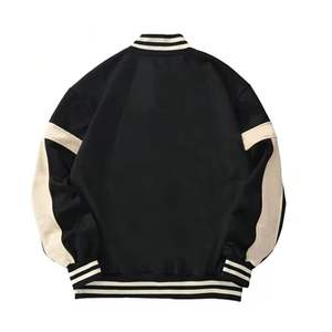 Veste de qualité supérieure pour hommes Varsity Letterman en laine et cuir noir personnalisable en gros pour la saison d'hiver - Product Image 2