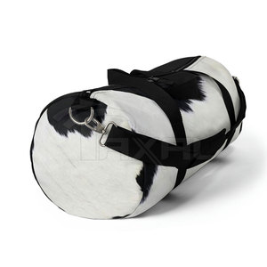 Sac polochon en cuir de fourrure de vachette le plus chaud à la mode fermeture à glissière voyage week-end avec des cheveux naturels sur le cuir - Product Image 4