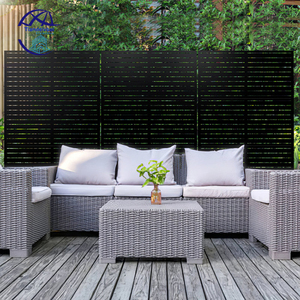 Clôture en métal découpée au laser, décorative pour l'intimité du jardin, noire, panneaux en aluminium de 4 pieds x 3 pieds, clôture en aluminium à 3 rails, noire - Product Image 5