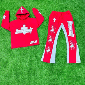 Conjuntos Deportivos de Otoño con Lavado Ácido, Pantalones Anchos con Cintura Gruesa y Estampado Personalizado, Sudadera con Capucha, Estilo Desgastado, 100% - Product Image 3