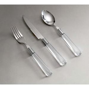 Ensemble de vaisselle de couverts en métal d'acier inoxydable de luxe avec le long manche conique rond poli d'or en métal en laiton - Product Image 4