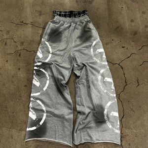 OEM Custom Streetwear Wide Leg Jogger Trousers Flare Distressed Washed French Terry Cotton <b>Baggy</b> Sweatpants Casual Men's <b>Pants</b> - Product Image 6