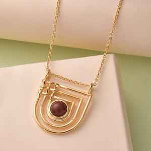 Collar con colgante de jaspe rojo de lujo para mujer, joyería minimalista chapada en oro, piedras preciosas hechas a mano delicadas, elegante regalo bohemio de - Product Image 2