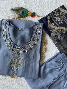 ชุดเดรสผ้าไหมพิมพ์ลายชุดยาวสไตล์อินเดีย Kameez dupatta สไตล์ดั้งเดิมสำหรับงานแต่งงานงานปาร์ตี้ - Product Image 3