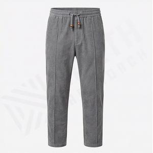 กางเกงขายาวผู้ชายผ้าลูกฟูกยืดหยุ่นเอวแบบยางยืด ป้องกันริ้วรอย  กระเป๋าข้างแบบซิป  ผ้าเนื้อนุ่ม  ผ้าฝ้าย 100%  สีตามสั่ง - Product Image 1