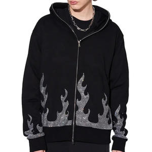 เสื้อฮู้ดซิปผู้ชายผ้าฝ้ายเนื้อนุ่มระบายอากาศดี แต่งคริสตัล สไตล์โดดเด่น ลดราคาพิเศษ - Product Image 5