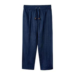 Pantalon en lin bleu marine conçu pour le confort et le style avec une poche latérale zippée dissimulée et une silhouette décontractée et souple - Product Image 1