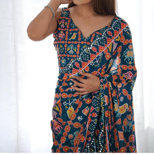 Robe saree d'été décontractée pour femmes 2025 Nouveautés vêtements pakistanais pour femmes Saree de fête - Product Image 5