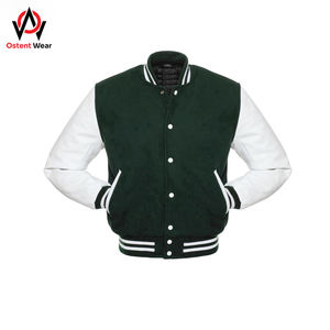 Chaqueta bomber de cuero de lana de invierno Reversible de alta calidad para hombre, soporte fino, logotipo personalizado, lana bordada de chenilla - Product Image 5