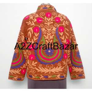 Handmade Embroidered Cotrise <b>Jacket</b> with Vintage Design Eco-Friendly & Breathable Cotton Lined Winter Outerwear For Party Events - Product Image 5