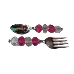 Mother of Pearl Handle <b>Salad</b> Set Polished Steel Flatware with Other Materials Includes <b>Salad</b> <b>Spoon</b> and Fork - Product Image 2