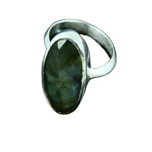 92.5 Sterling Silver Natural Blue Flashy Labradorite Smooth Oval Shape Gemstone Handmade Finger Ring Garden Stone Jewelry