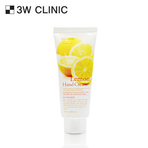 Crème pour les mains au citron 3W Clinic 100ml, végane, hydratante, blanchissante, nourrissante, biologique, acide hyaluronique, vitamine C, vitamine E, cerise - OEM - Product Image 1