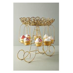 Alambre de Metal personalizado 2 niveles soporte para pasteles Cupcakes pasteles Plato decorativo Metal blanco recubierto de polvo soporte para pastel de cumpleaños - Product Image 4