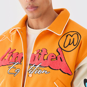 Chaqueta de béisbol de hombre con letras de invierno y logotipo personalizado de fabricantes, chaqueta universitaria con parche bordado de chenilla - Product Image 4