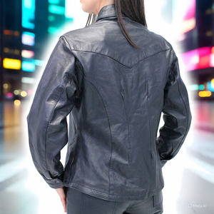 Personalizar moda pecho bolsillo cuero camisa Letterman PU cuero camisa señoras personalizar Letterman moda cuero camisas mujeres - Product Image 4