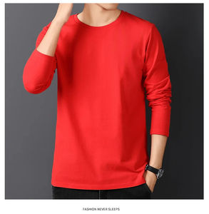 เสื้อยืดผู้ชาย แขนยาว คอกลม ผ้าฝ้าย 100% สไตล์เกาหลี ทรงเข้ารูป ใส่สบาย ระบายอากาศดี เหมาะสำหรับฤดูใบไม้ผลิและฤดูใบไม้ร่วง - Product Image 5