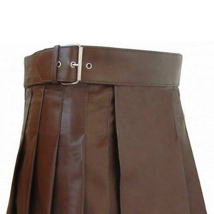 กางเกงคิลท์หนังสีน้ำตาลคุณภาพสูงสำหรับผู้ชาย แบบย้อมสีเรียบ ดีไซน์ OEM SUQAINA GARMENTS SG-LK-F-5 ผลิตในประเทศปากีสถาน - Product Image 4