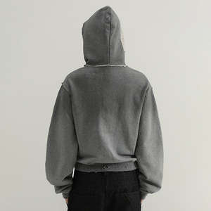 Personalizado ácido lavado Spray etiqueta Graffiti impreso logotipo bordado 100% algodón tejido Regular Fit sólido otoño pulóver sudaderas con capucha - Product Image 4