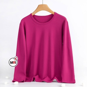 Alta demanda, temporada de otoño e invierno, la mejor calidad, camiseta informal holgada de Color puro para mujer, camisas de algodón de secado rápido de manga larga - Product Image 1