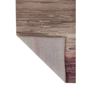 พรมขนสัตว์ผสมวิสโคสทอมือลายนามธรรมสีเบจ-น้ำตาล ยี่ห้อเจเนซิส สำหรับบ้าน ห้องนั่งเล่น ห้องนอน ห้องพักโรงแรม-ความหนาแน่นสูง-Tnq-4379 - Product Image 5