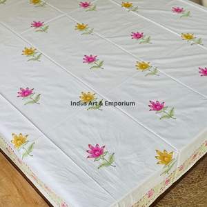 Indian Handcrafted Sanganeri Hand Block Printed Bedsheets <b>Bedding</b> Sets Bedsheet with Pillow Cover - Product Image 6