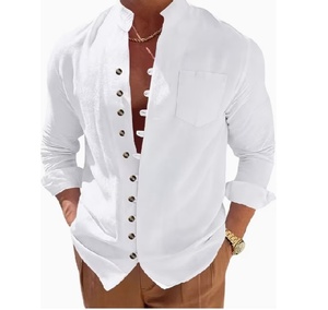 Chemises décontractées pour hommes, blanches, manches longues, boutonnées, tendance, pour tous les jours, voyages et vacances - Product Image 2