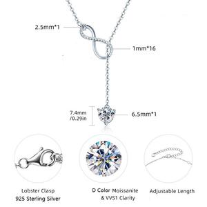 Collar con Colgante de Plata de Ley 925, Forma de Infinito, con Moissanita de Corte Brillante de 1 Quilate y 6.5 mm, Regalo de Boda Moderno - Product Image 6