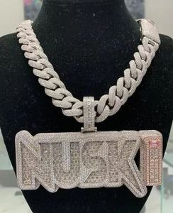 Custom Name Men's Only Pendant 14K White Gold Plated with Real Moissanite Baguette Fine Pendants & <b>Charms</b> - Product Image 3