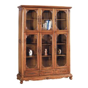 Romantic Carved French Style <b>Teak</b> Modern <b>Bookcase</b> with 6 Doors and 3 Drawers for Study Room and Office - Product Image 3
